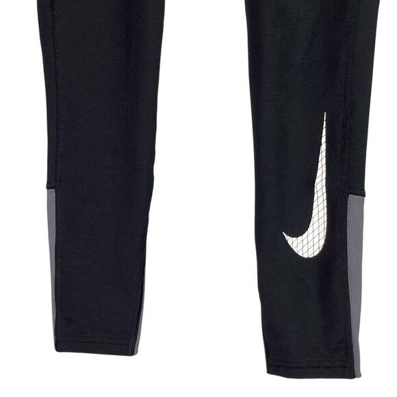 Nike Pro Compression Pants Youth/Boys L Black Gray Dri Fit Staight Leg Tights - Picture 3 of 7